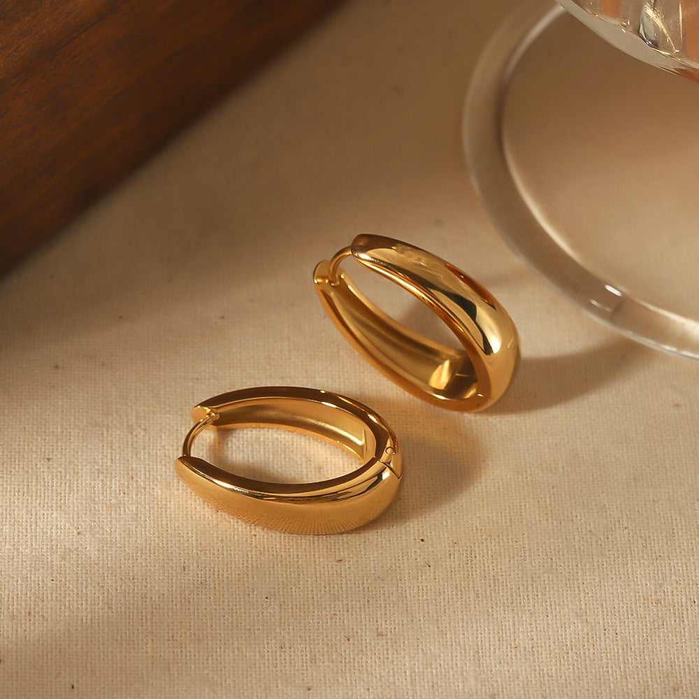 1 Pair Basic French Style U Shape 304 Stainless Steel 14K Gold Plated Earrings