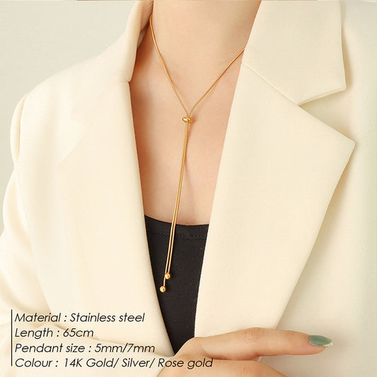 PVD Coated Real Gold Plated Solid Color Stainless Steel Waterproof Non Tarnish Long Necklace