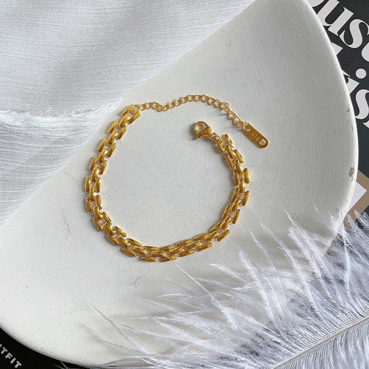 PVD Coated Real Gold Plated 18K Stainless Steel Bracelet.
