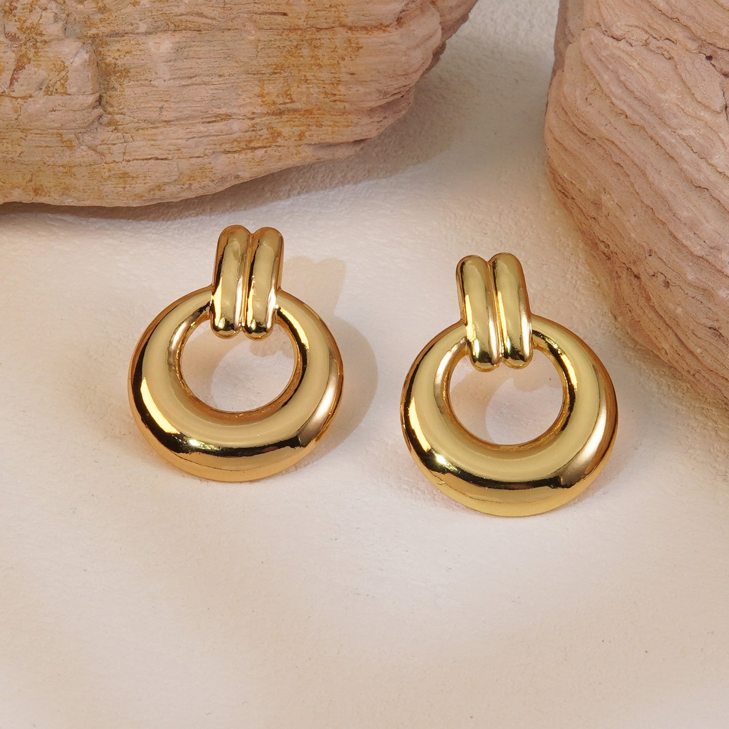 Elegant 304 Stainless Steel Gold Electroplating Ear Studs