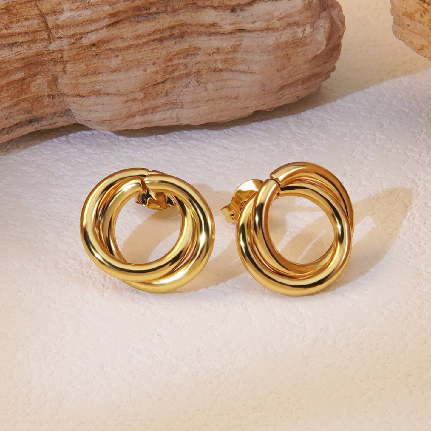 304 Stainless Steel Imitation Gold Electroplating Ear Studs