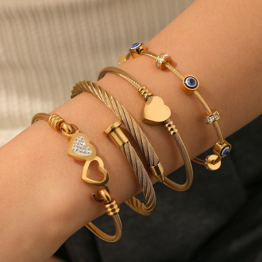 304 Stainless Steel  electroplated 18K Real Gold Multi-style  Bracelet For Women